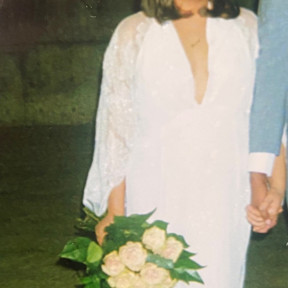 ASOS EDITION kimono sleeve wedding dress with floral embellishment - Picture 9 of 10